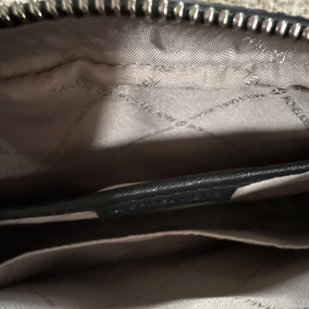 Michael Kors Brown Logo Crossbody Bag Zip, Chain Strap, Adjustable, Silver